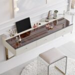1200mm Floating Leather Makeup Vanity with Tempered Glass01
