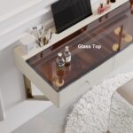 1200mm Floating Leather Makeup Vanity with Tempered Glass11