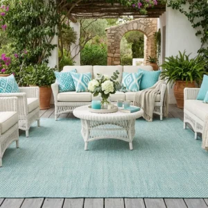 Aqua Flatweave Outdoor Rug & Carpets