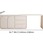 Arem off-white modern makeup table, retractable dressing table, beauty salon with drawers05