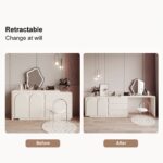 Arem off-white modern makeup table, retractable dressing table, beauty salon with drawers06