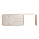 Arem off-white modern makeup table, retractable dressing table, beauty salon with drawers07
