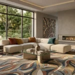 Abstract Artistic Wave Pattern Wall to Wall Carpet