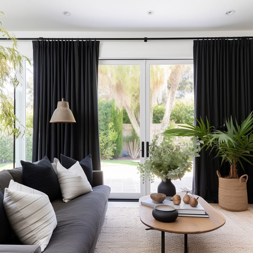 Black Soundproof Linen Curtains With S Fold Heading1