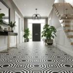 Black and White Tile Look Vinyl Flooring