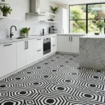 Black and White Tile Look Vinyl Flooring