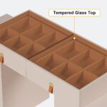 Chanor Modern Retractable Champagne Dressing Table with Jewelry Storage07