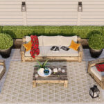 Cream Geometric Outdoor Rug & Carpets