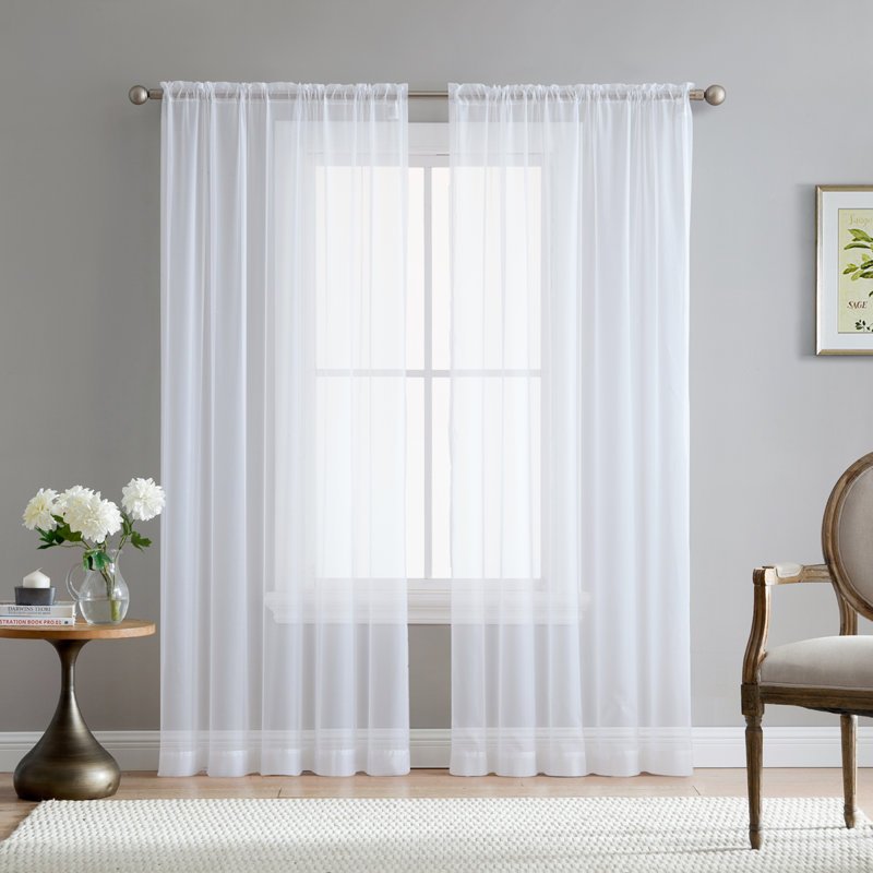 Daxin Solid Sheer Voile Rod Pocket Curtain2