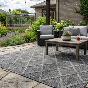 Diamond Grey Textured Outdoor Carpet