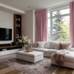 Dusty Rose Linen Soundproof Curtains with Multitape Heading1