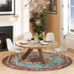 Flatwoven Washable Teal Pink Distressed Circle Rug2