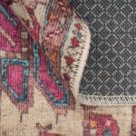Flatwoven Washable Teal Pink Distressed Circle Rug3