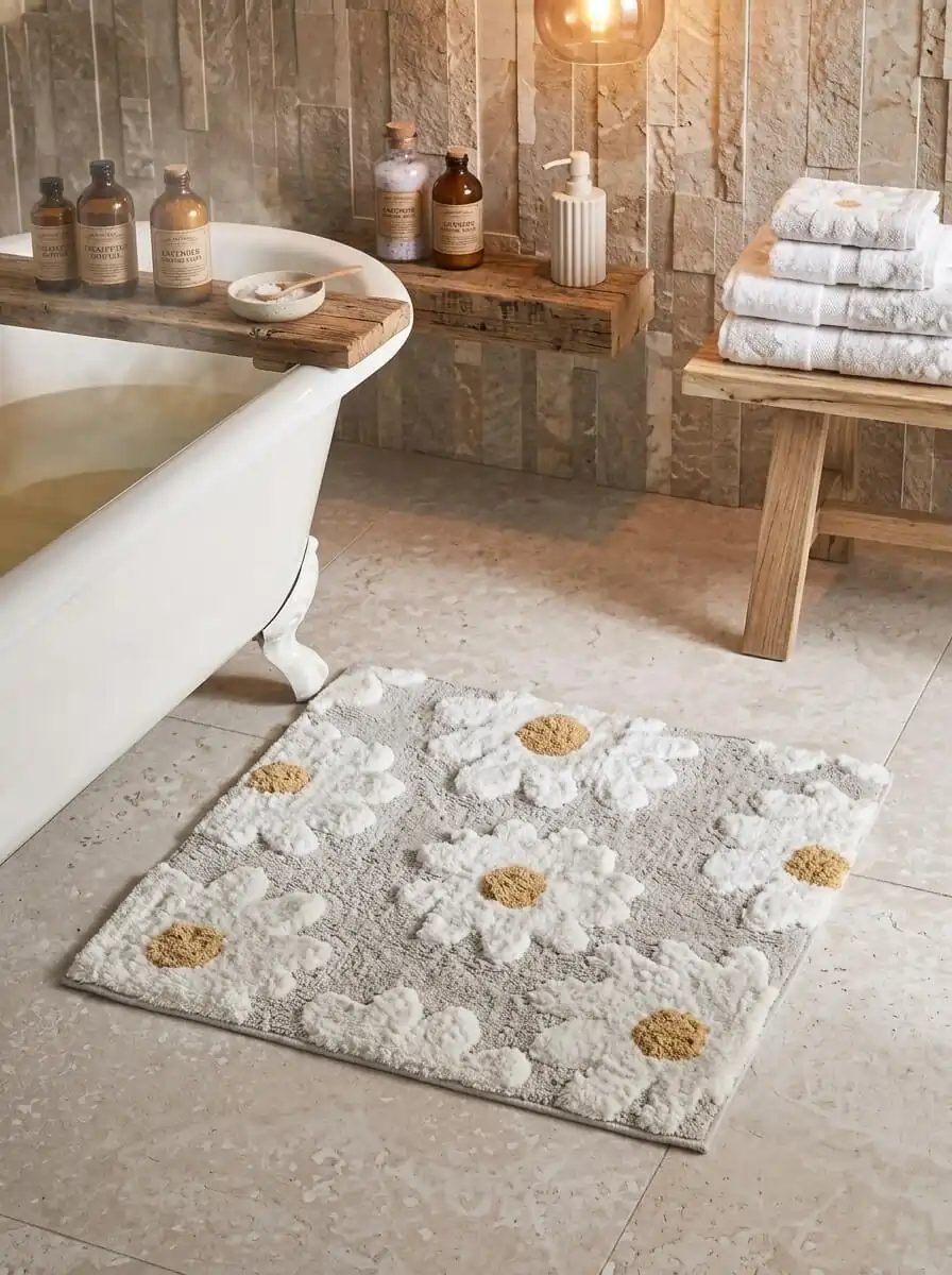 Floral Chenille Bathroom Mat Dubai