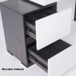 Glossy black and white extendable makeup vanity with mirror and side cabinet07 (1)