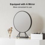 Glossy black and white extendable makeup vanity with mirror and side cabinet10 (1)