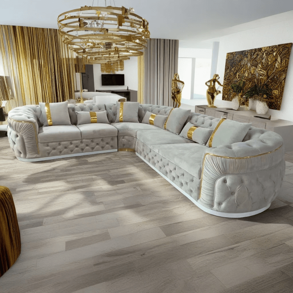 High End Velvet Fabric Sectional Sofa1