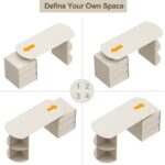 Home Office White Desk with Drawers and Storage Shelves, Cream White10