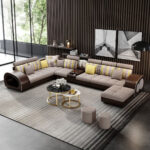 Large U-Shape Tufted Fabric Sectional Sofa1