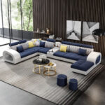 Large U-Shape Tufted Fabric Sectional Sofa2