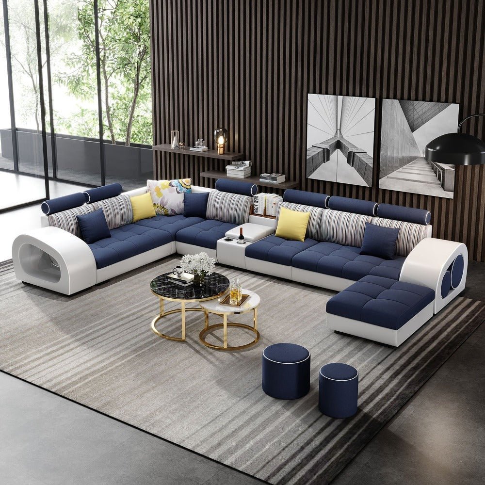 Large U-Shape Tufted Fabric Sectional Sofa2