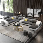 Large U-Shape Tufted Fabric Sectional Sofa3