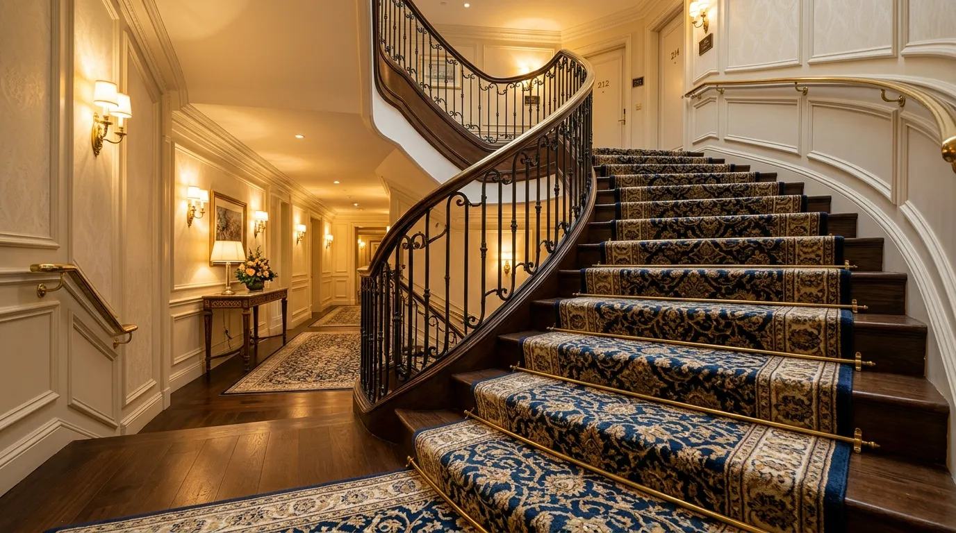Luxury Hotel Corridor Stairs Carpet