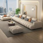 Luxury Sectional Calf Leather Sofa Cama Chaise Sofa Set (1)
