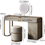 Modern grey vanity set with side cabinet, dressing table with mirror and stool05