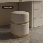 Modern grey vanity set with side cabinet, dressing table with mirror and stool10
