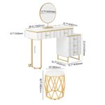 Modern white extendable makeup vanity with 5 drawers and dressing table6