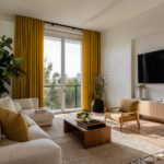 Mustard Yellow Linen Soundproof Curtains with Multitape Heading01