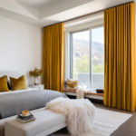 Mustard Yellow Linen Soundproof Curtains with Multitape Heading02