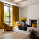 Mustard Yellow Linen Soundproof Curtains with Multitape Heading03