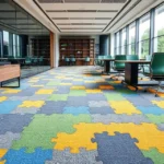 Nylon Loop Pile Carpet Tiles with Puzzle Pattern
