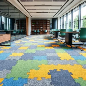 Nylon Loop Pile Carpet Tiles with Puzzle Pattern