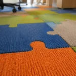 Nylon Loop Pile Carpet Tiles with Puzzle Pattern