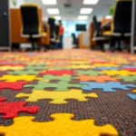 Nylon Loop Pile Carpet Tiles with Puzzle Pattern