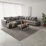 Oyster large U Shape Sofa Open Ended Velvet Fabric Chaise1
