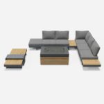 Propane Gas Fire Pit Table With Glass & Modern L Shape Outdoor Sectional Sofa Set4