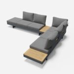 Propane Gas Fire Pit Table With Glass & Modern L Shape Outdoor Sectional Sofa Set5