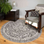 Grey Oriental Round Rug