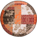Round Circle Patchwork Terracotta Rug2