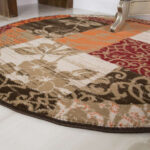 Round Circle Patchwork Terracotta Rug4