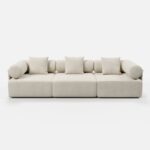 Serene 2800 Modern 3-Piece Modular White Chenille Velvet 3-Seater Sofa2