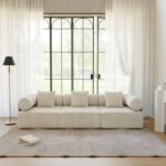 Serene 2800 Modern 3-Piece Modular White Chenille Velvet 3-Seater Sofa3