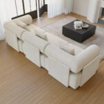 Serene 2800 Modern 3-Piece Modular White Chenille Velvet 3-Seater Sofa6