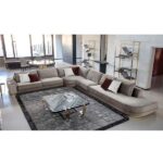 Stylish Velvet Fabric L-Shape Sectional Sofa2