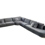 Stylish Velvet Fabric L-Shape Sectional Sofa3