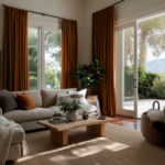 Terracotta Heavyweight Linen Soundproof Curtains with Multitape Heading3